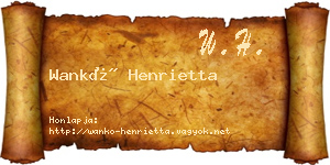 Wankó Henrietta névjegykártya